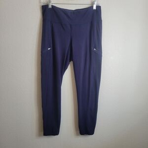 Eileen Fisher Navy Blue Pull on Leggings with Zippered Pockets Ladies Medium.